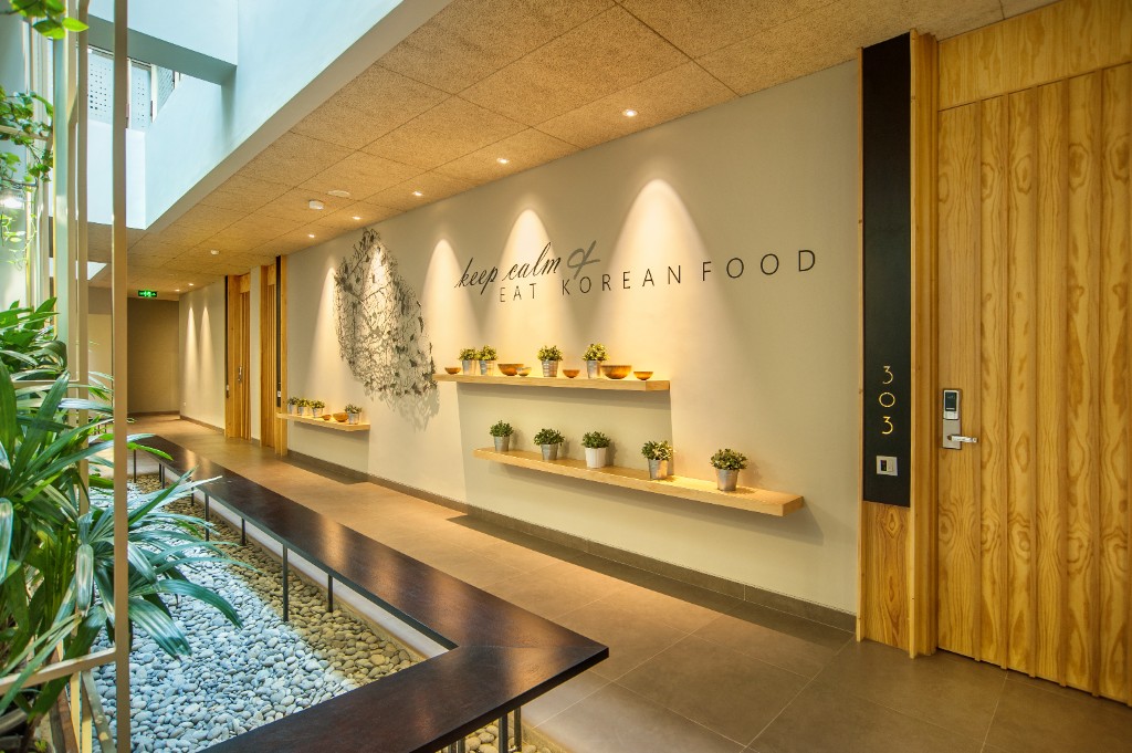 Corridor with calm interior design